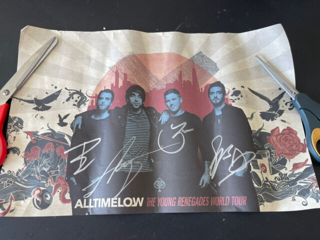 17x11 All Time Low Poster Photo Original Artist Signed in Silver by All Members