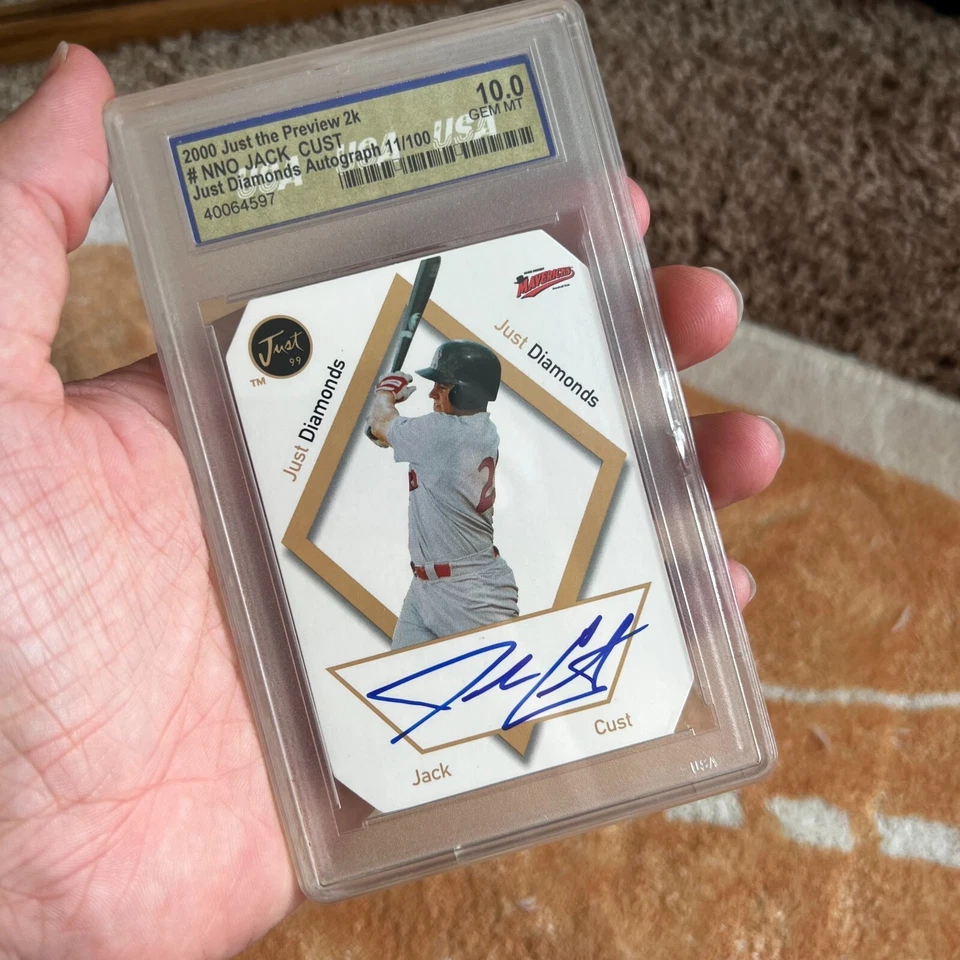 Tarjeta firmada por Jack Cust de novato 2000 solo diamantes autógrafo gema como nueva 10 béisbol Foto 2 de 4