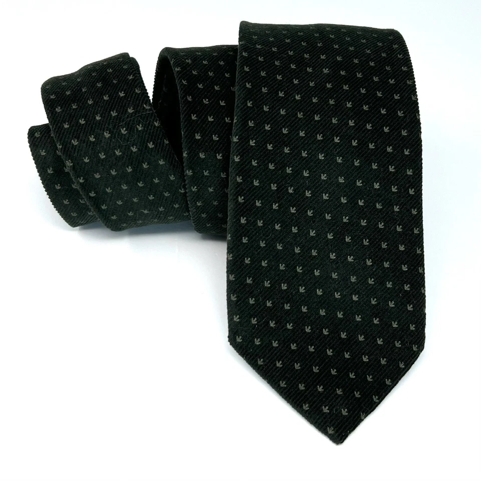 Corbata de algodón verde oscuro con estampado de pies de pájaro para hombre cumpleaños día del padre regalo corbata Foto 4 de 4