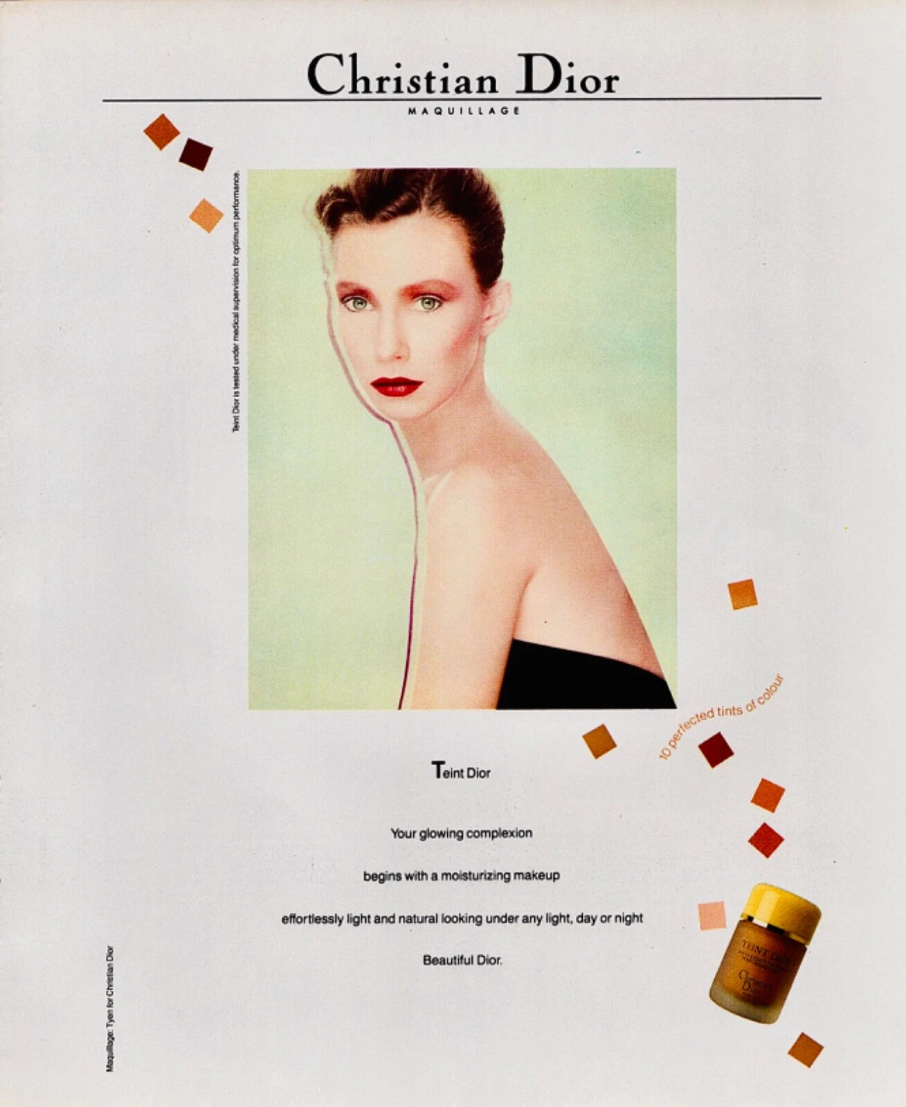 1982 CHRISTIAN DIOR Teint Dior maquillage hydratant 1 page vintage MAGAZINE ANNONCE