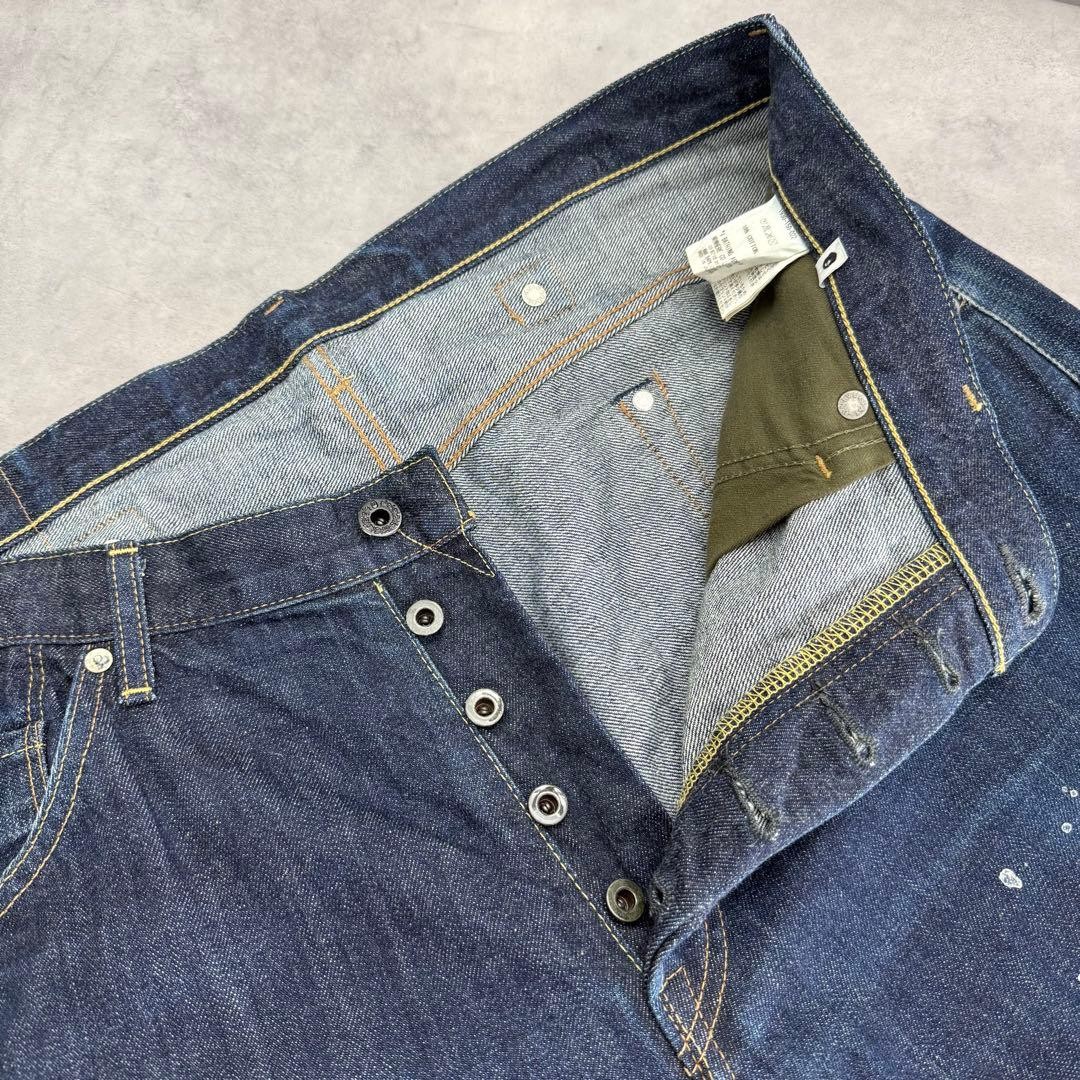 A BATHING APE Denim Pants Jeans Indigo Blue Paint Splash XL Inseam 87cm thumbnail 11