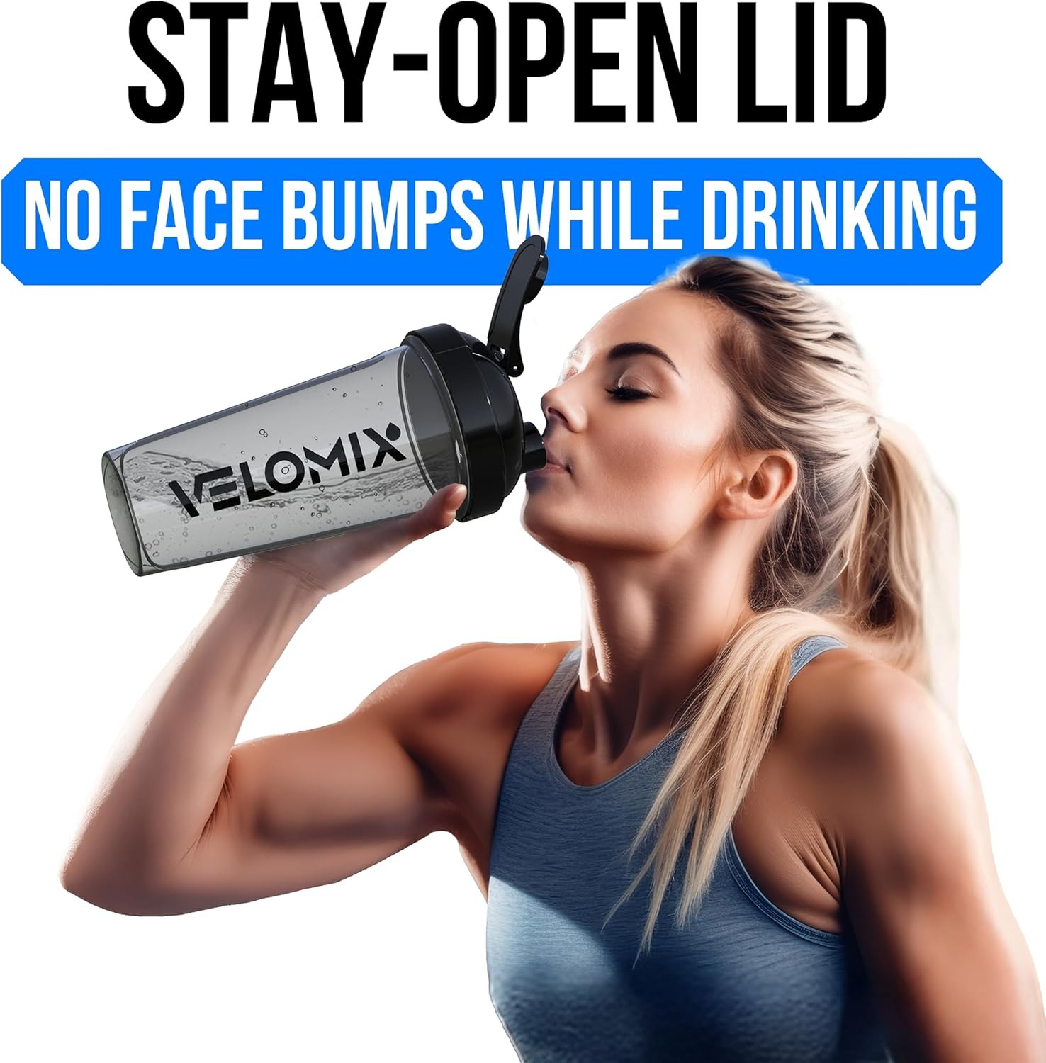 VELOMIX -2 Pack- 28 oz Protein Shaker Bottles for Protein Mixes - 2x Wire Whisk 