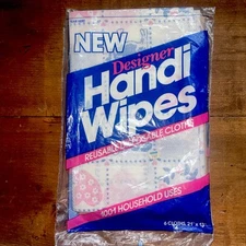 NOS Pk of 6 Vtg Designer Handi Wipes  Cottage Core 21x13" each Hearts, Cows