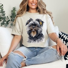 Dog Portrait Illustration Womens Ring-Spun T-Shirt Brussels Griffon Gift For Her
