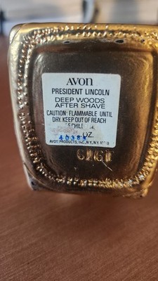 Avon President Lincoln Deep Woods Gold Glass Collectible Bottle 1979