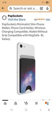 PopSockets Minimalist Slim Phone Wallet Card Holder W/Outdoor Grip -BL Galaxy