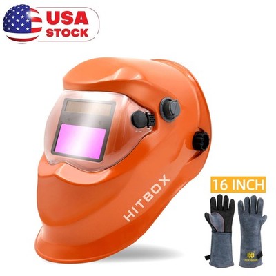 True Color Welder Mask TIG MIG Welding Auto-Darkening Welding Mask&Gloves USA