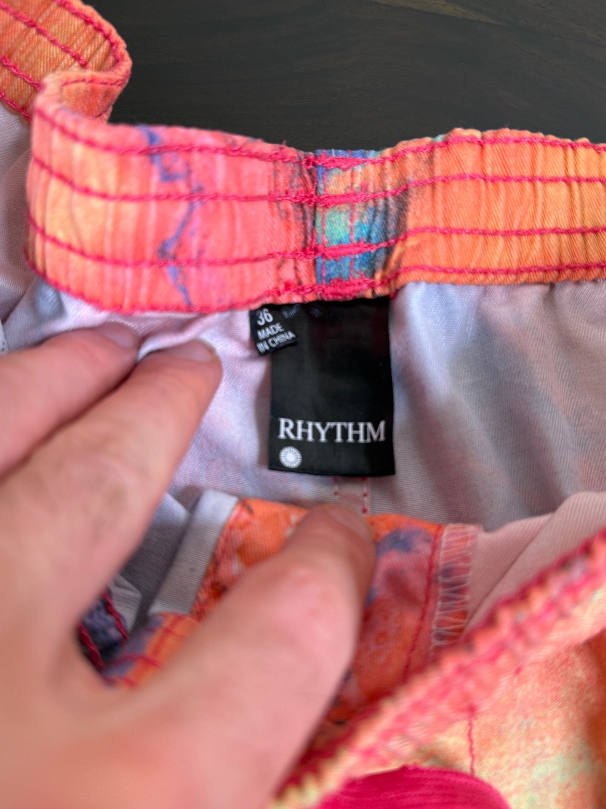 Amazing multicolour tie dye board shorts designed by Rhythm size 34/36 image 4