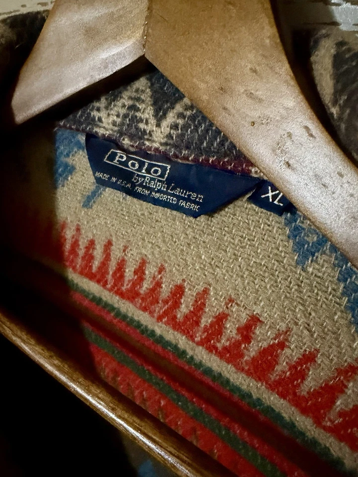 RARE Vintage Polo Ralph Lauren Navajo Aztec Wool Jacket Chore Coat XL - Image 3 of 4