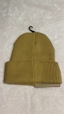 Levi s Ribbed Knit Beanie Hat Tan Brown One Size Adult NWT Logo Patch Winter