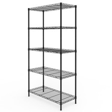 5 Tiers Adjustable Shelf Spacing, Display Rack with Adjustable Feet 74 34 150cm