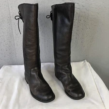 Sofft Boots Womens Size 7.5 Brown Knee High Leather Back Lace Zip Riding Tall