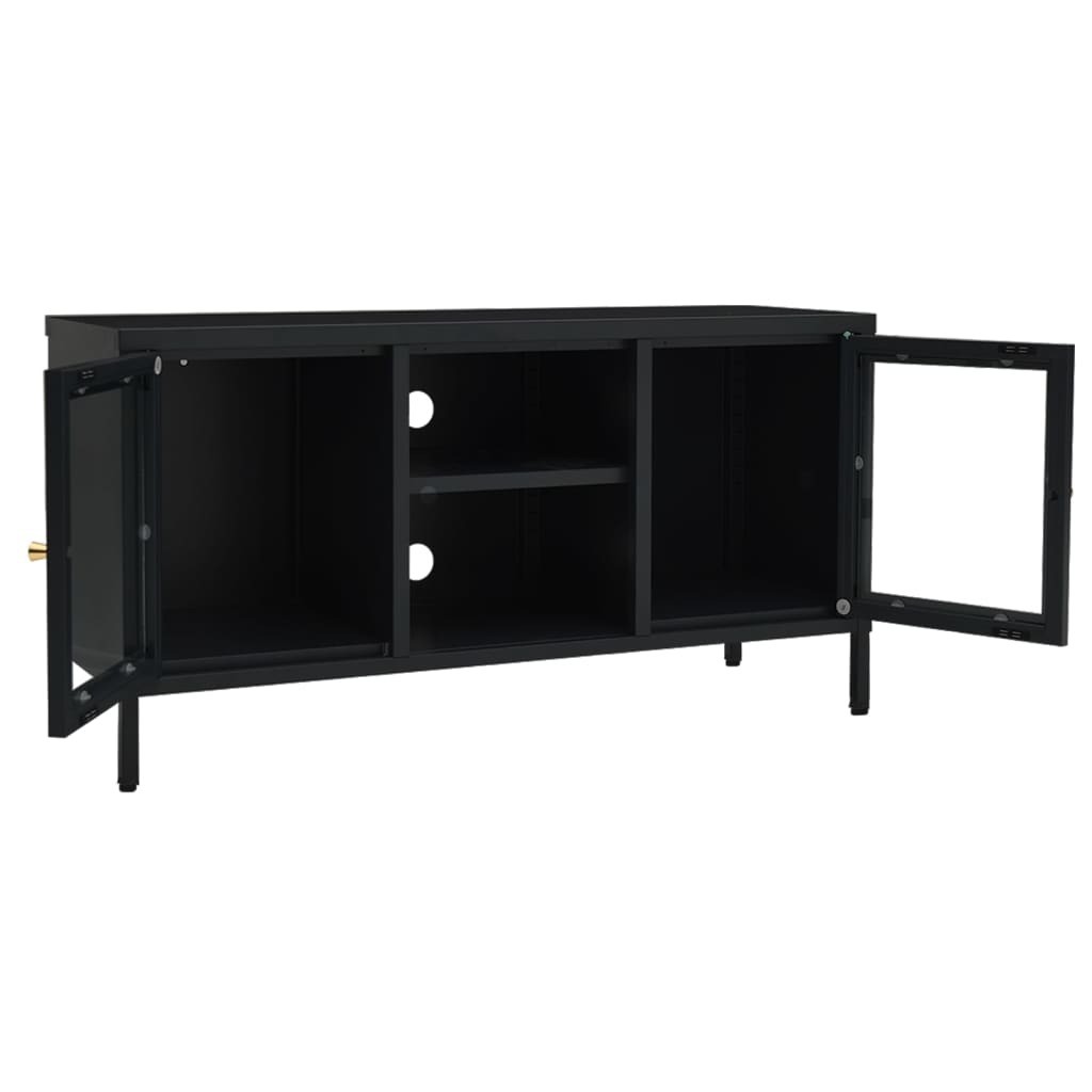 TV Cabinet Black Black powder-coated steel Medium Adjustable Feet