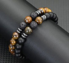 2er SET  Naturstein Kugel 8mm &Oslash;  Partner-Armband  flexibel dehnbar ca. 18-23 cm