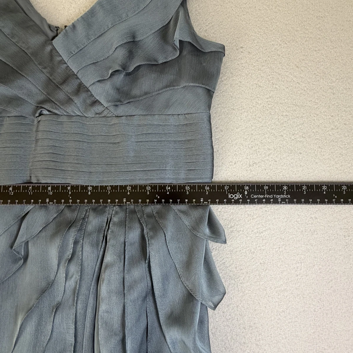 Vestido formal Adrianna Papell Ocasiones azul con volantes en capas para mujer talla 12P