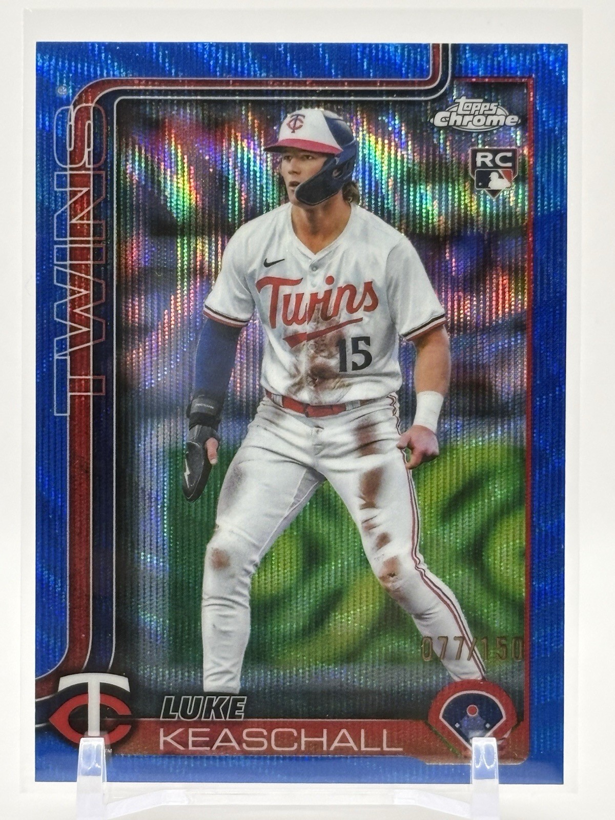 2025 Topps Chrome Update LUKE KEASCHALL RC #USC106 BLUE Wave Refractor #d/150