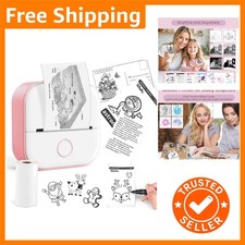 Portable Pink Sticker Maker - Instant Monochrome Printer for Kids' Projects