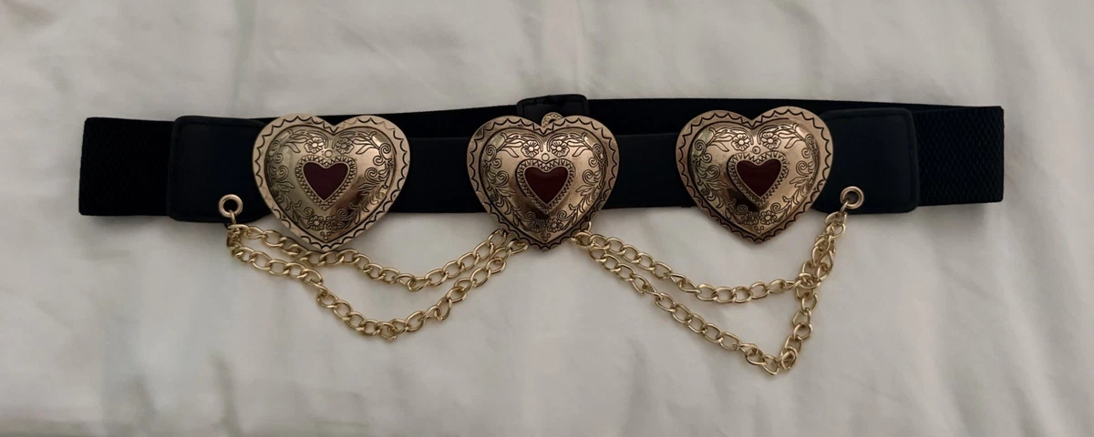 Streets Ahead Heart Chain Concho Belt Black Leather| Silver Engraved| Western STREETS AHEAD vintage Belt Italian Leather Ornate Silver  main image 4