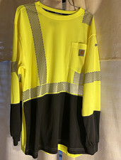Carhartt Force Hi-Vis Yellow/Black Reflective Long Sleeve Mesh Shirt Size-Medium