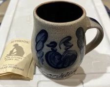 Authentic Rowe Pottery Works Cup/Mug-Salt Glaze Stoneware,stamped, 1987,Handmade