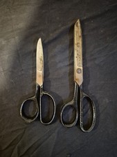 Set Of 2 Vintage Heavy Duty Steel Fabric Shears scissors black