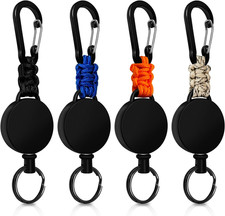 Retractable Keychain 4 Pieces Heavy Duty Carabiner Badge Holder Retractable Badg