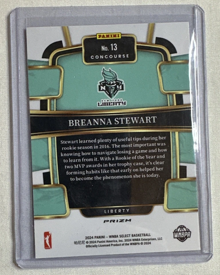 2024 Panini Select WNBA Breanna Stewart #13 Concourse Red Cracked Ice Prizm SP - Image 2 of 2