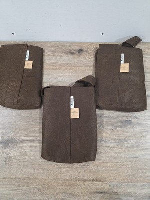 Bundle Of 3 - 10 Gal. Boxer Brown Fabric Planting Containers Root Pouch