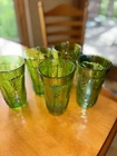 Vintage Indiana Iridescent Green Glass Set Of 5 Six Inches Tall