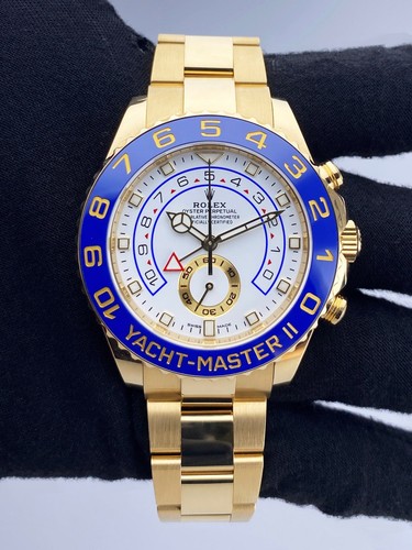 Rolex Yacht Master II 116688 44mm Blue Ceramic 18k Yellow Gold Box Paper