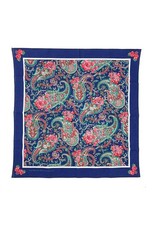 Vintage Roses Paisley Western Paisley Blue Scarf Bandana 21" x 21" Made in USA