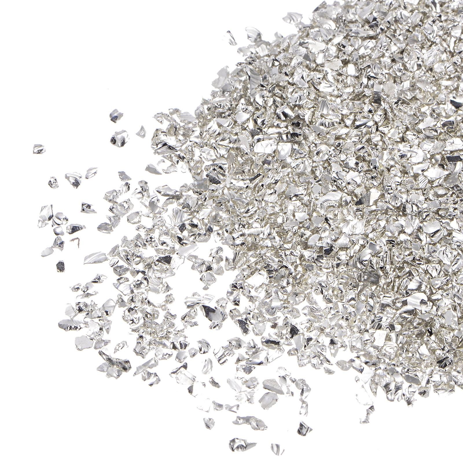 20g Crushed Glass Chips 1-3mm Irregular Glitter Glass Silver Tone
