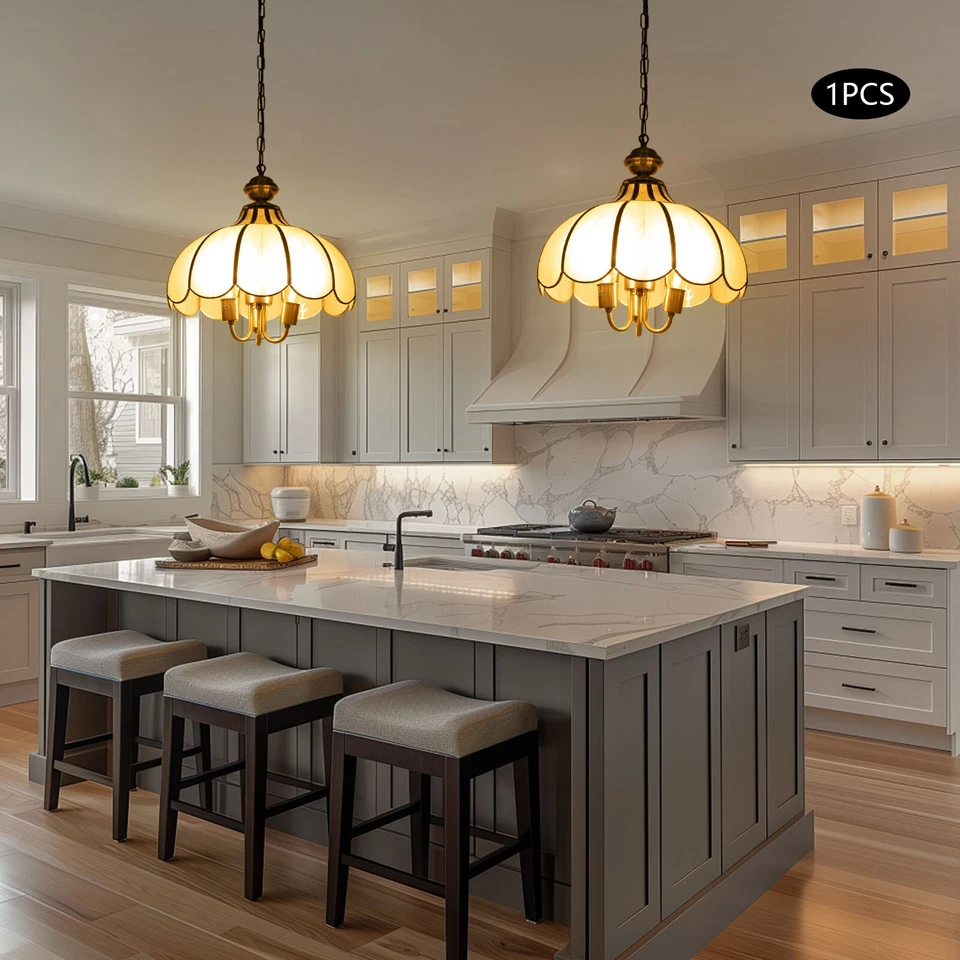 Lámpara de techo redonda dorada, araña de vidrio, araña vintage 100-240V Foto 4 de 4