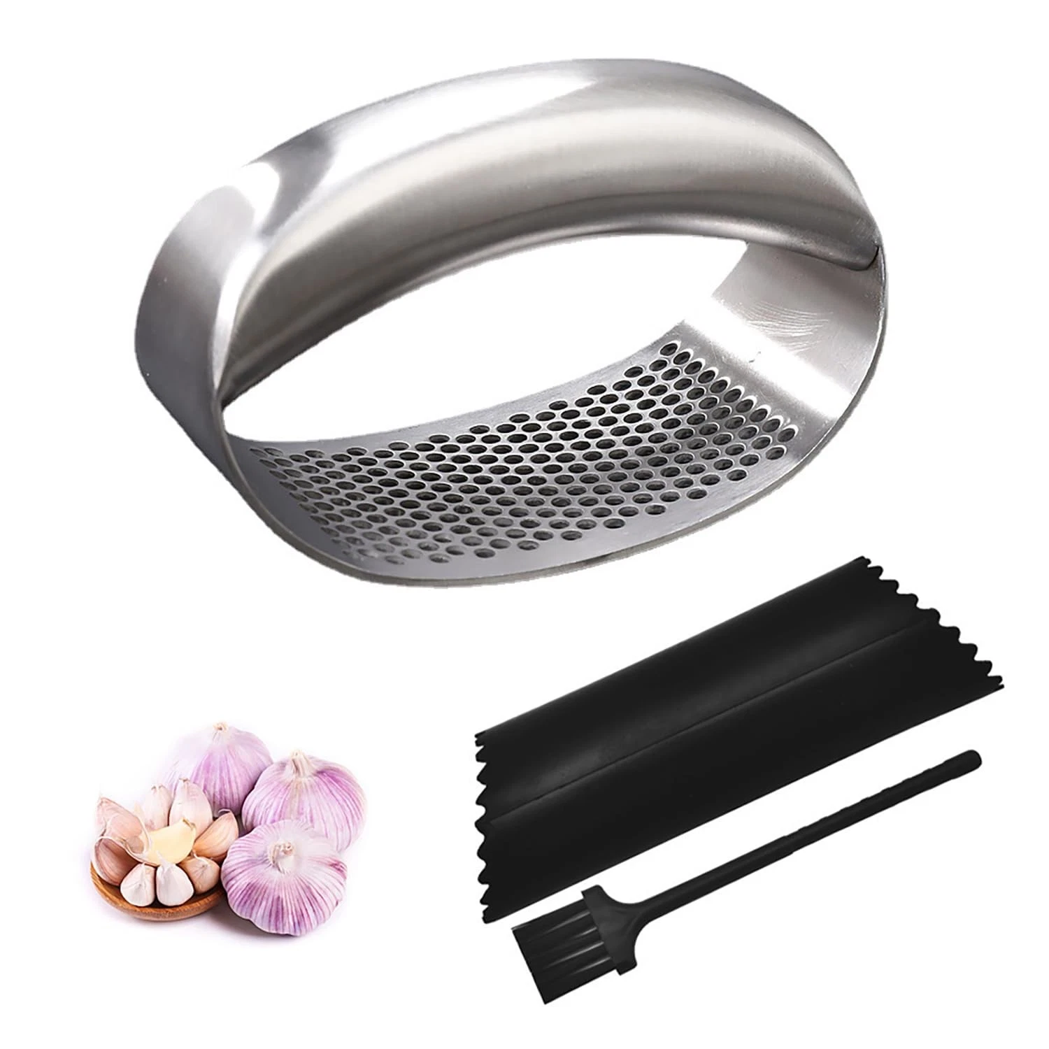 Stainless Steel Garlic Chopper, Ergonomic Press Saving...