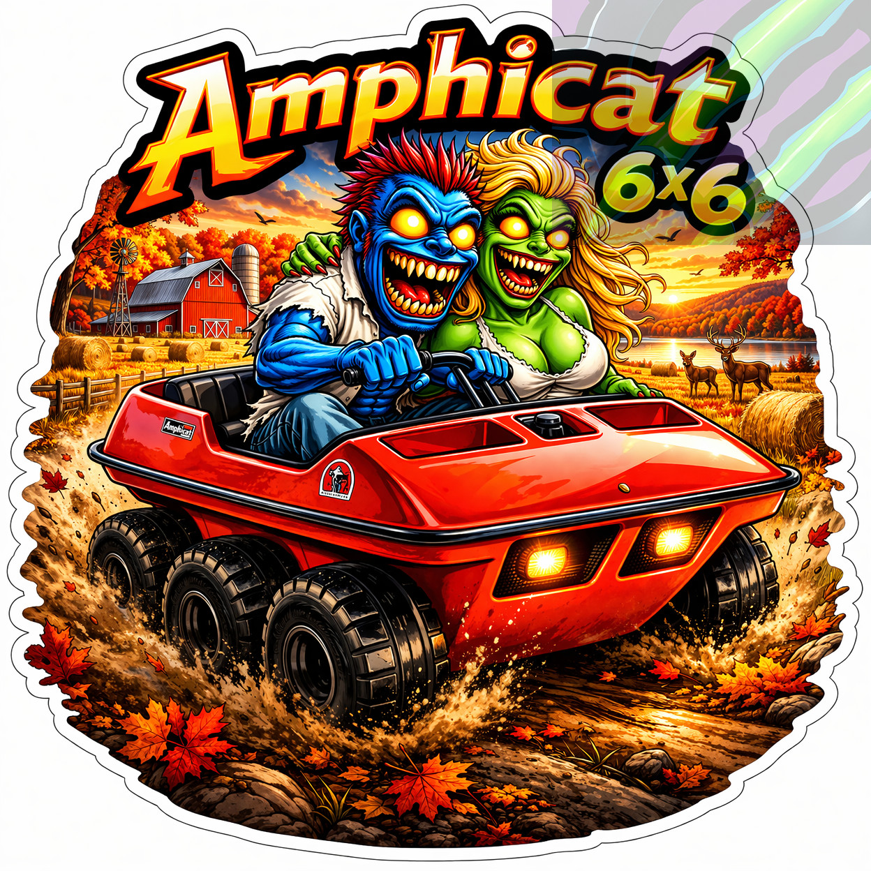 Amphicat 6x6 Amphibious ATV 9x9cm Durable Die-Cut Vinyl Stic