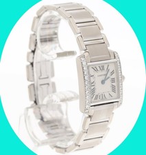 Cartier Tank Francaise 18k White Gold Diamond Watch + Pouch