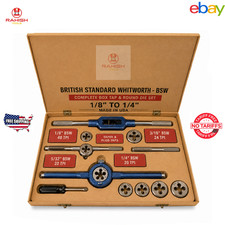 British Standard Whitworth - BSW Complete Box Tap & Round Die Set 1/8" To 1/4"