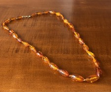 Wunderschöne antike Bernsteinkette Oliven Form Halskette 30 Gramm um 1930!