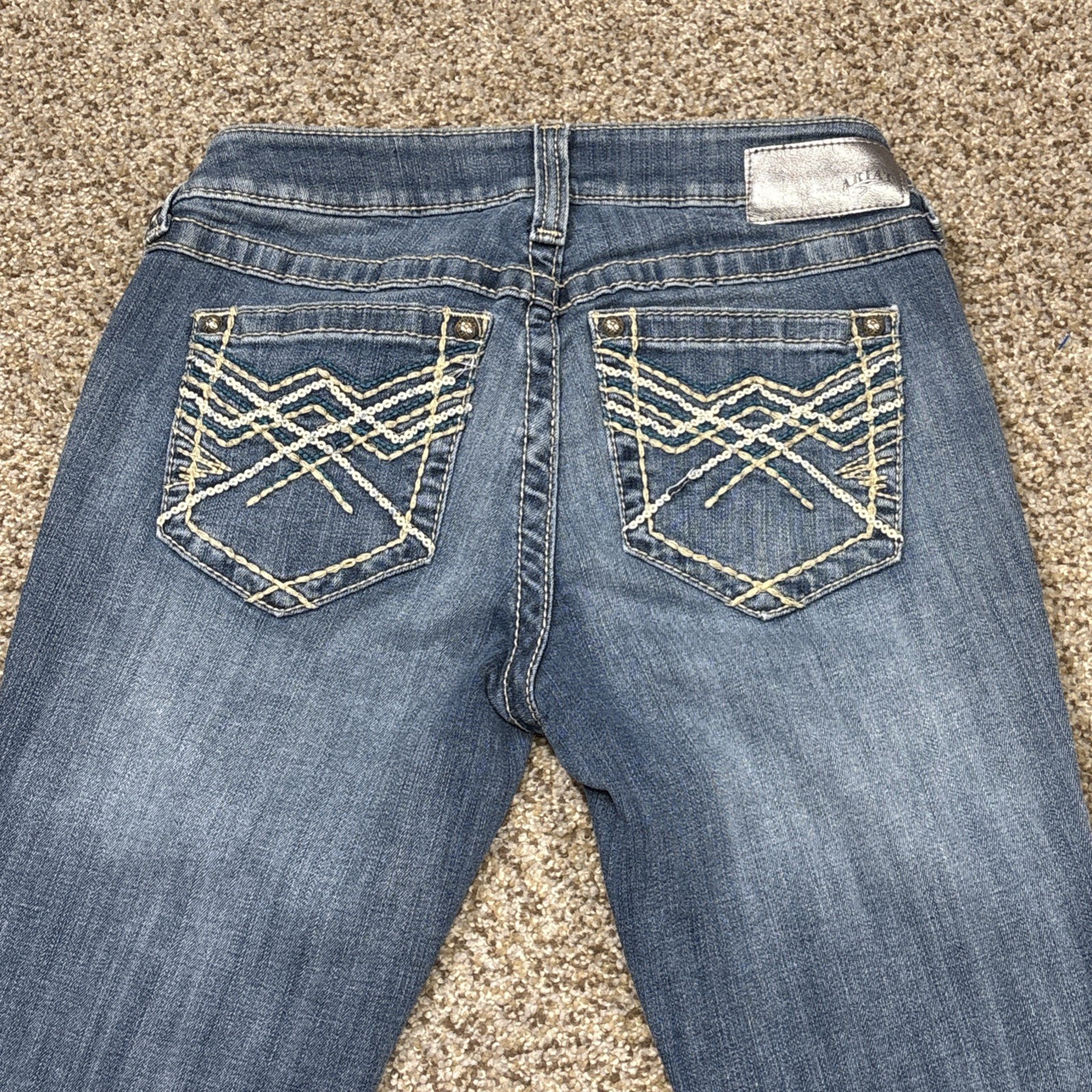 Ariat Turquoise Bootcut Jeans Women 28R Fits 27 X 32 Blue Denim Embellished - View 14