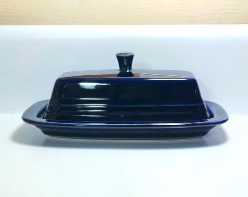 Fiesta Cobalt Blue Butter Dish - Fiestaware Covered 2 Pc. Retired color & Shape