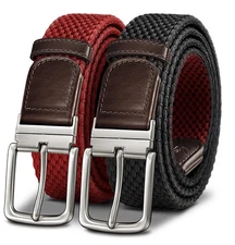 Braided Belt ReversibleElastic Stretch Belt for Gift Men Golf Casual 1 3/8"2 ...