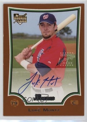 2009 Bowman Orange 49/250 Luke Montz #221 Rookie Auto RC 02zw
