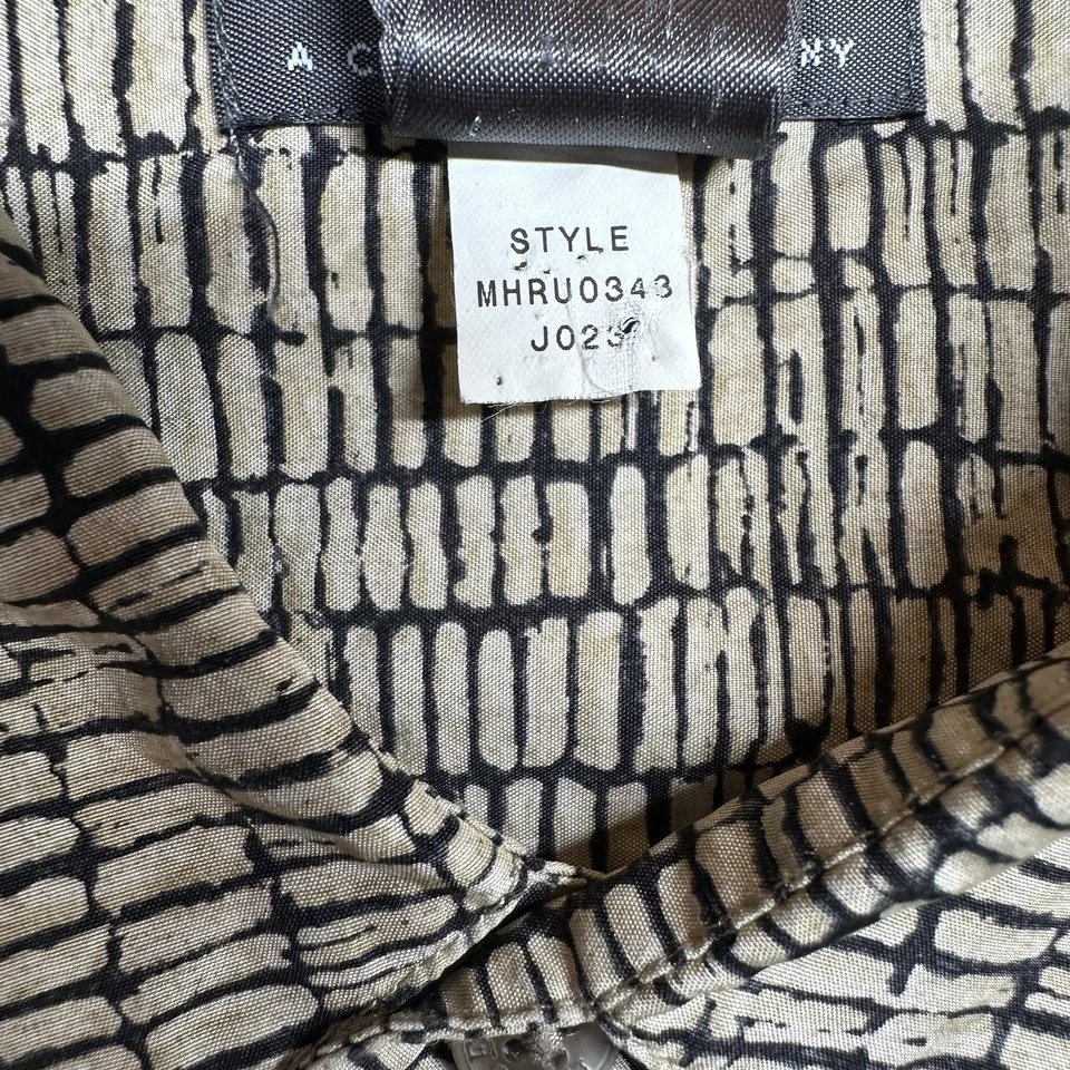 Camisa Crazy Horse Para Hombre L Beige Negro Patrón 100% Seda Geométrica Manga Corta Foto 3 de 4