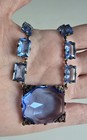 Vtg Antique Art Deco Czech Vauxhall Blue Faceted Glass Necklace Collette 1920's — photo 3