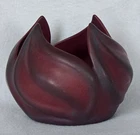 Van Briggle Pottery Art Deco Swirl Vase Matte Maroon Glaze Older? Mark