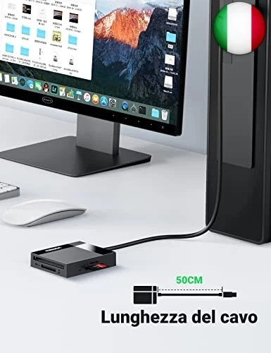 UGREEN USB 3.0 Lettore Schede SD TF CF MS, Card Reader 4 in 1 USB A , Lettore - Immagine 4 di 4