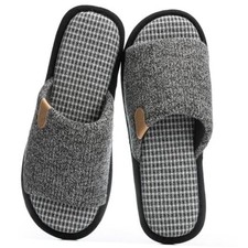 Mens Cozy Memory Foam Slippers Indoor Outdoor Slip On House Shoes 9-10 Black