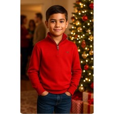 Vineyard Vines Kids Red Quarter Zip Pullover Sweater Whale no Tag/ boys 10-12 