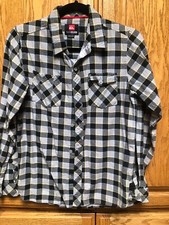 Quiksilver Boy's l/s flannel shirt black plaid size large
