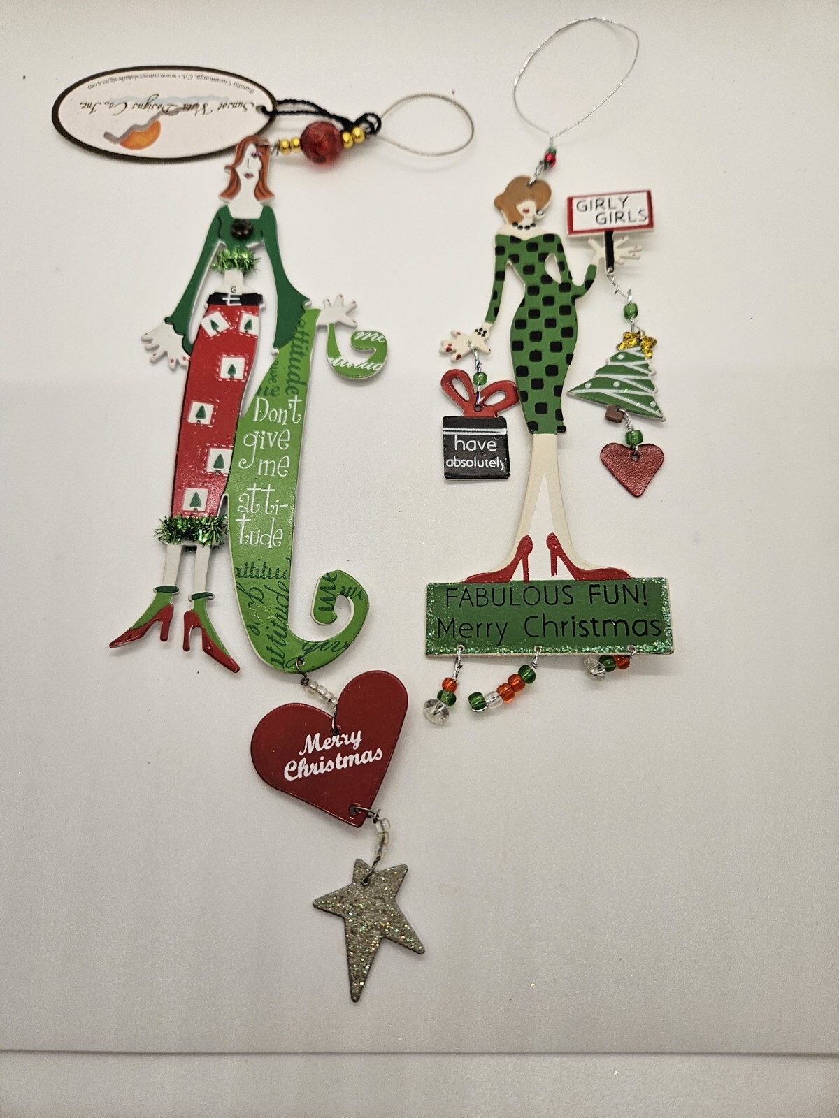 2 Sunset Vista Designs Christmas Ornaments Divas Ladies Shopping eBay